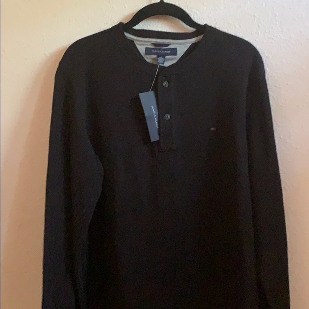 Men’s Tommy H M black long sleeve woven shirt